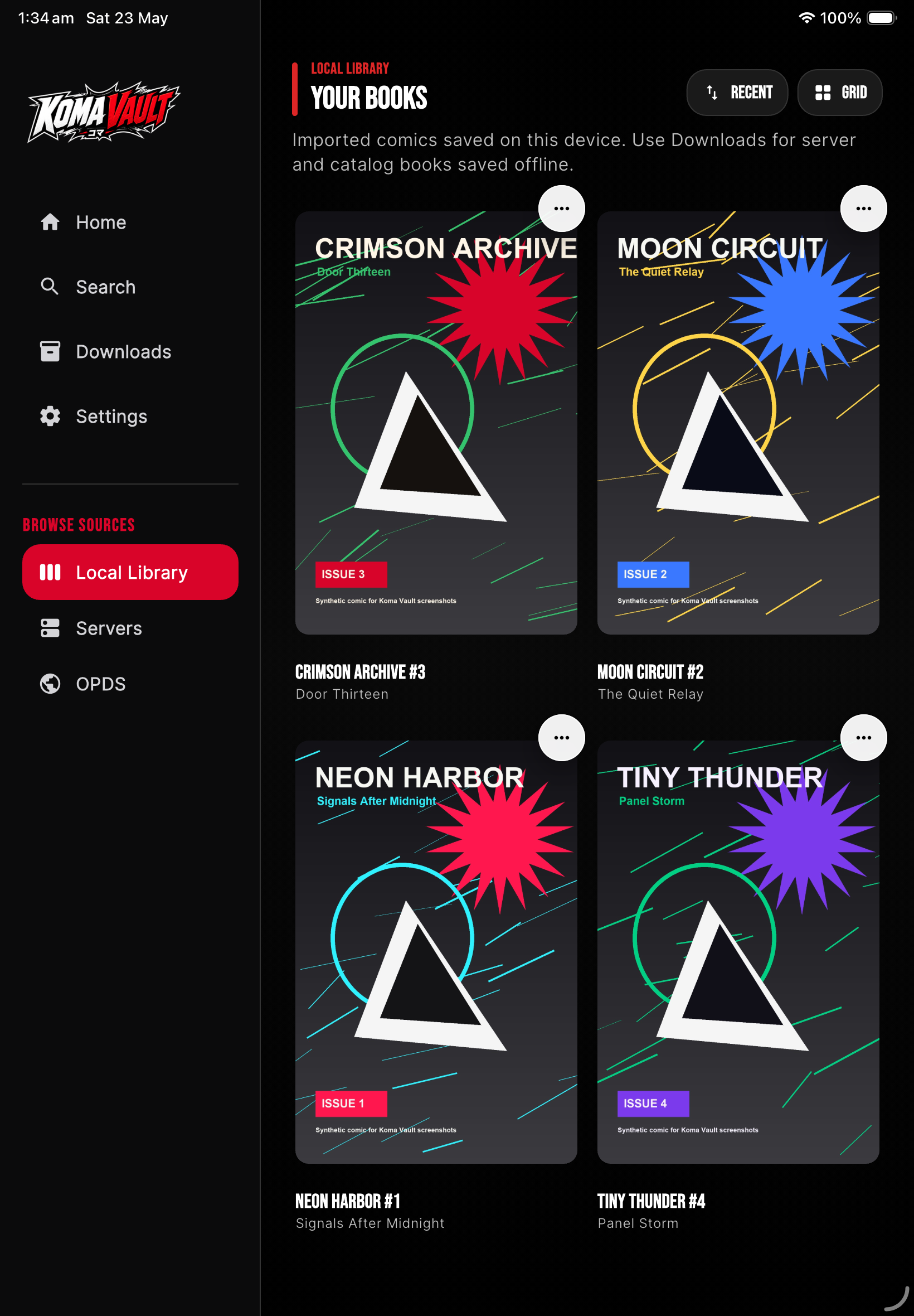 Koma Vault iPad library screenshot